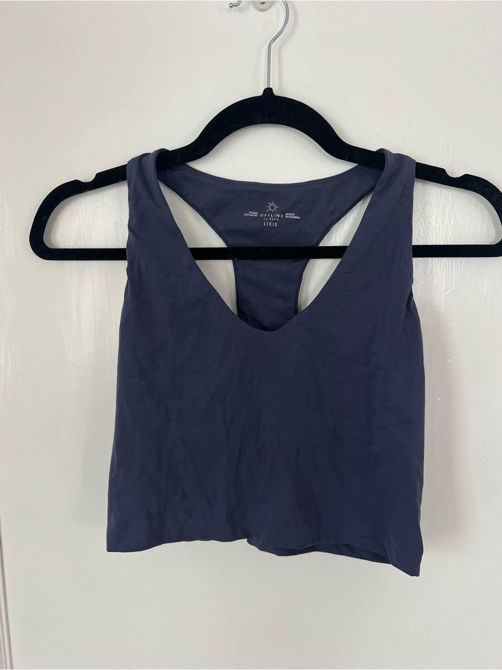 aerie Navy Racerback V-Neck Crop Tank